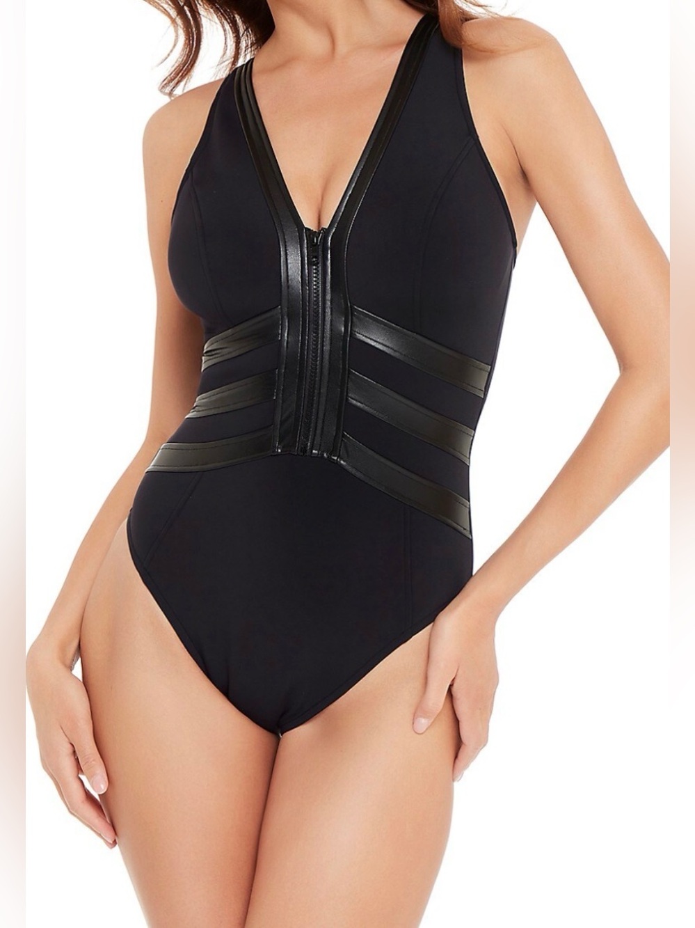 Magicsuit Women's Moto Chic Sean One-Piece Swimsuit, Black, Size 16, MSRP $176